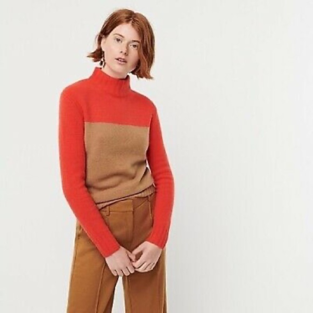 J.Crew Colorblock Mockneck Sweater Sz XS